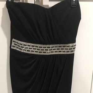 Black strapless cocktail dress